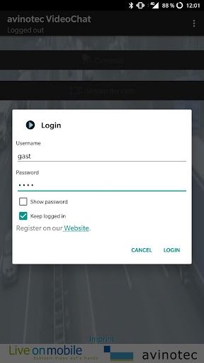 Android application avinotec Videochat Live stream screenshort