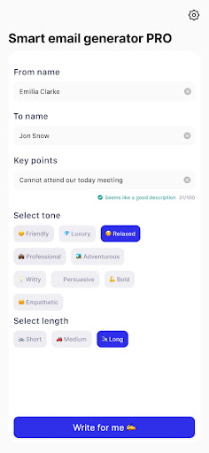Android application MailGen screenshort