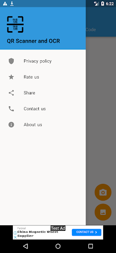 Android application QR Scanner and OCR screenshort