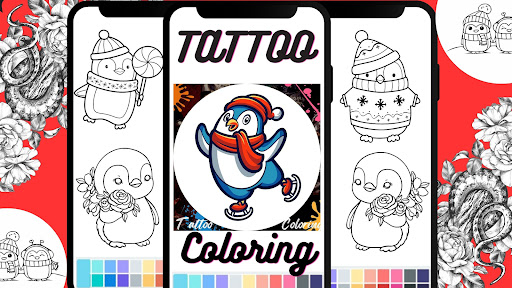 Tattoo Penguin Coloring Book