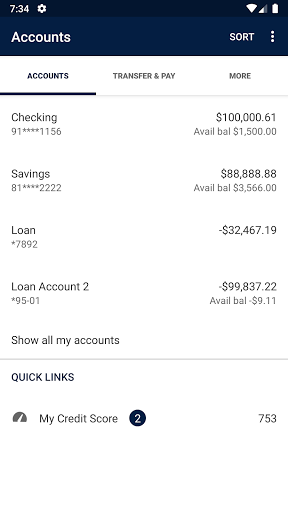 ACFCU Mobile Banking Screen 3