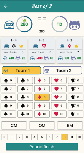 Android application 500 Score Keeping screenshort