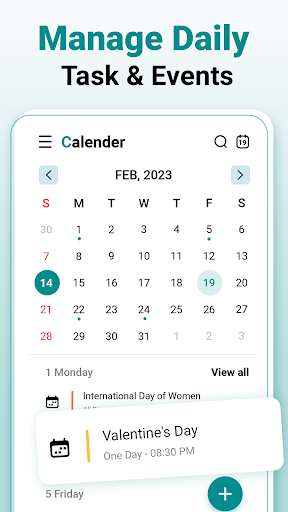 Android application calendar 2023 screenshort