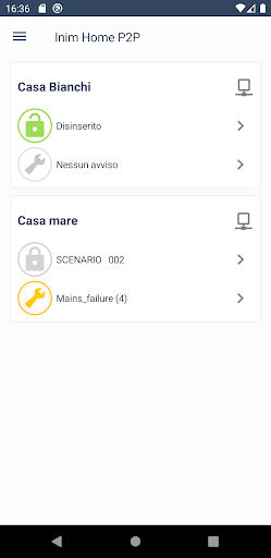 Android application Inim Home P2P screenshort
