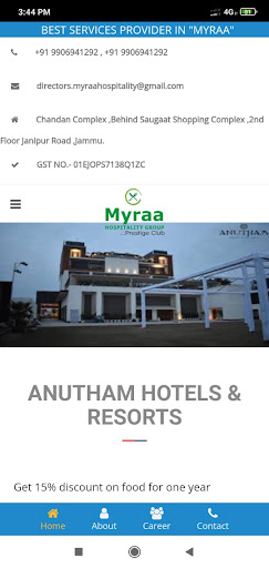 Android application Myraa Hospitality screenshort