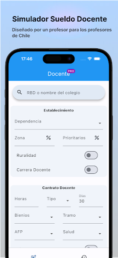 Android application Simulador Sueldo Docente Chile screenshort
