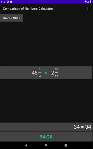 Comparison of Numbers Calculat