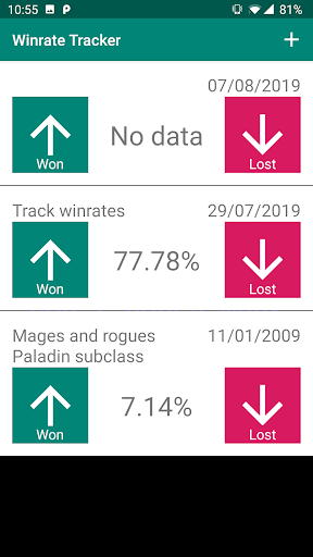 Android application Win Rate Tracker screenshort