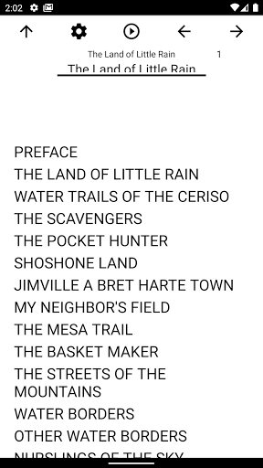 Android application Book, The Land of Little Rain screenshort