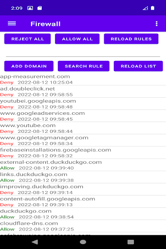 Android application Proxy with firewall screenshort