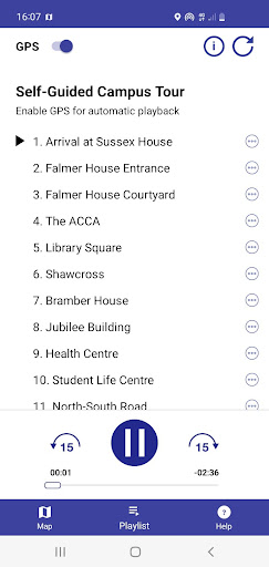 Android application Uni of Sussex Self-Guided Tour screenshort