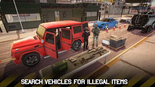 밀수품 국경으로서 경찰 순찰 장교는 불법 물품 및 마약