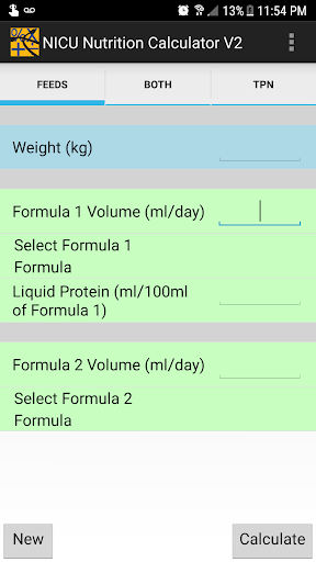 NICU Nutrition Calculator V2 Screen 3