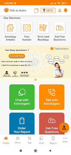 Android application TalktoAstro - Online Astrology screenshort