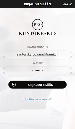 Android application Kuntokeskus Pro screenshort