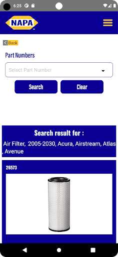 NAPA Filters Screen 3