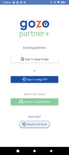Android application Gozo Partner + screenshort