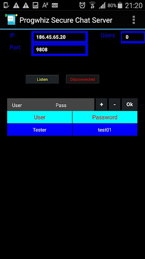 Android application Progwhiz Secure Chat Server screenshort