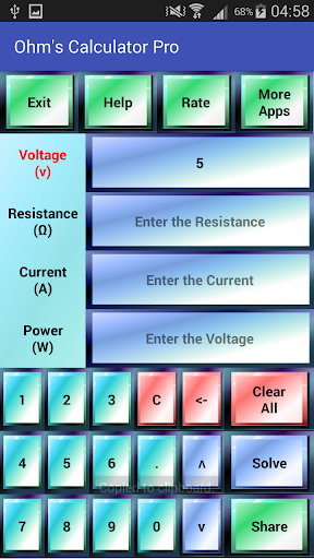 Ohms Calculator Pro Screen 2