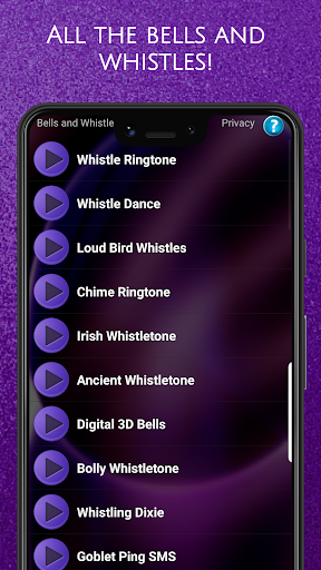 Android application Bells and Whistles Ringtones screenshort