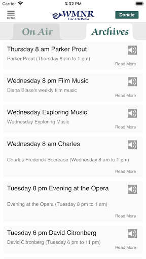 WMNR Fine Arts Radio App Screen 2