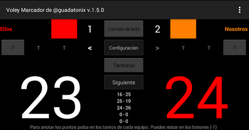 Android application Voley Marcador screenshort
