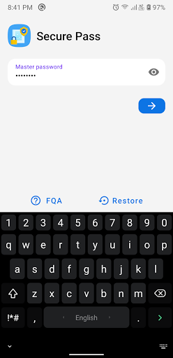 Android application Secure Pass screenshort