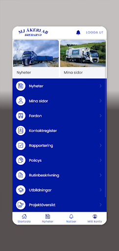 Android application MJ Åkeri screenshort