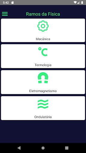 Android application Fisicando - Fórmulas de Física screenshort