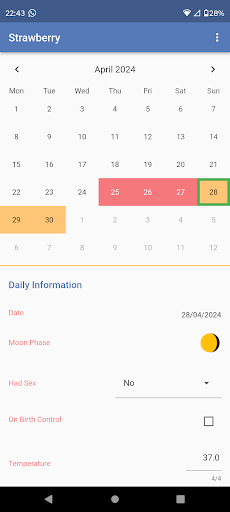 Android application Private Period Tracker screenshort