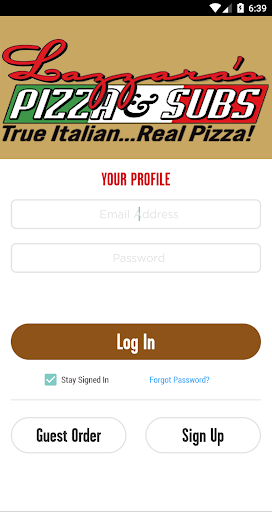 Screenshot of Lazzara’s Pizza