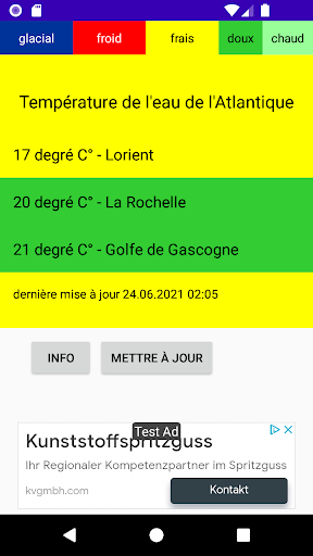 Android application Température de l'eau de l'Atla screenshort