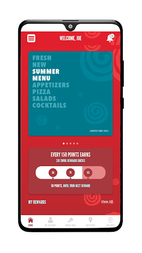 Grotto Pizza Swirl Rewards Screen 2