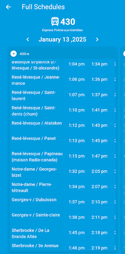 Montreal Transit Schedule screenshot 1