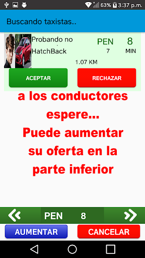 Android application Taxi Super Seguro screenshort