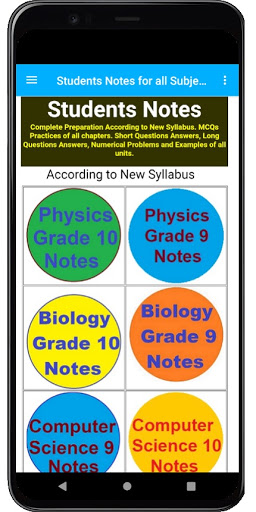 Android application Notes for all subjects screenshort