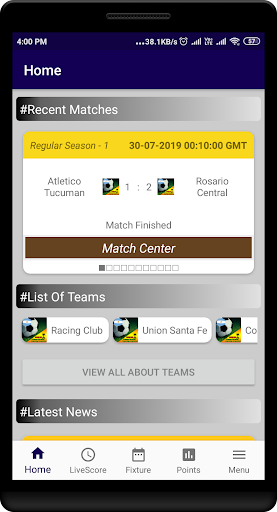 Primera Division Superliga Argentina Live Score