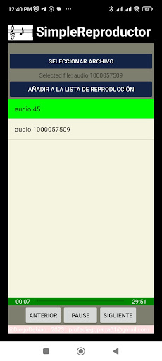 SimpleReproductor Screen 2
