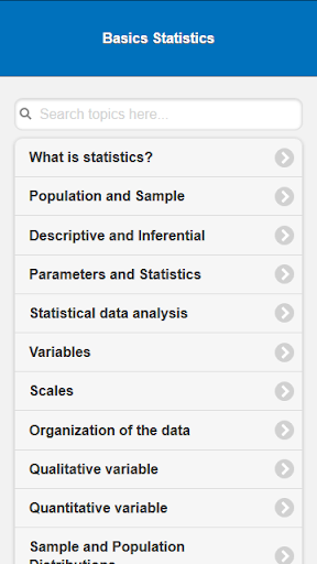 Android application Basic Statistics screenshort