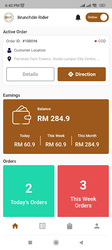 Brunchdin Delivery Screen 2
