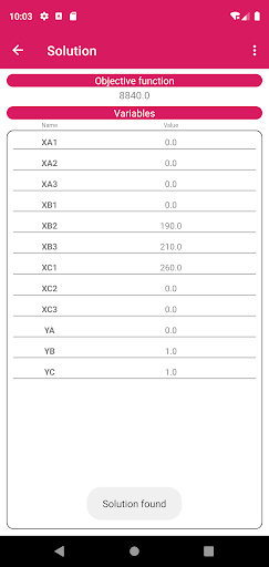 MILP Solver Screen 3