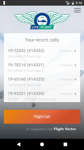 Android application Life Flight screenshort