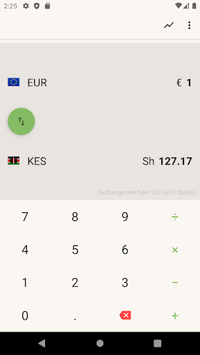 Android application Euro to Kenyan Shillings KES screenshort