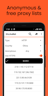 BlockaNet: Proxy list browser Ekran görüntüsü