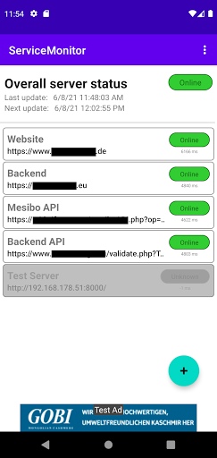 Android application Server Online Monitor screenshort