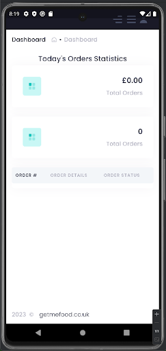 GetMeFood Business App Screen 2