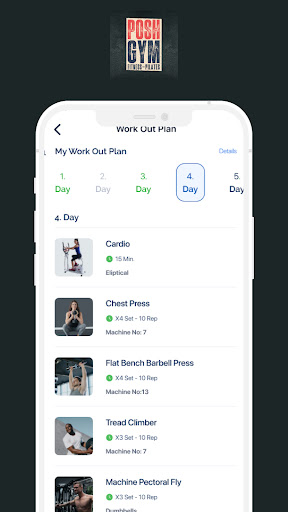 Android application Posh Gym screenshort