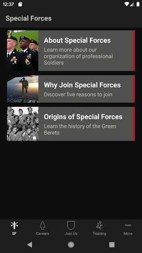 Android application U.S. Army Special Forces screenshort