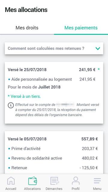 Android application Caf - Mon Compte screenshort