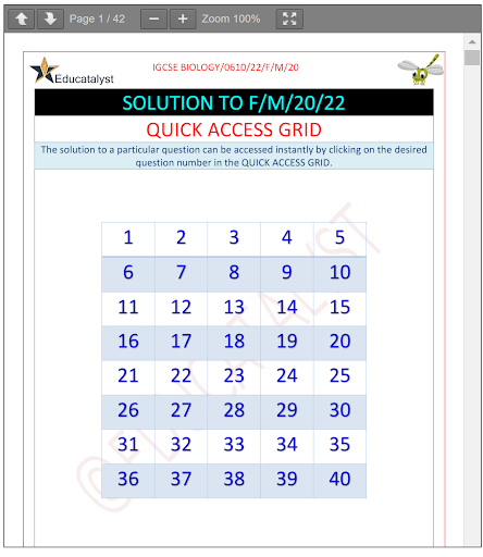 IGCSE BIOLOGY  0610  WORKED